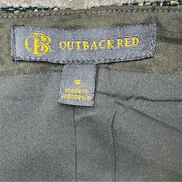 Outback Red Sz 6 Textured Greenish Colored Mini Pencil Skirt Lined Wool Blend - Picture 2 of 6